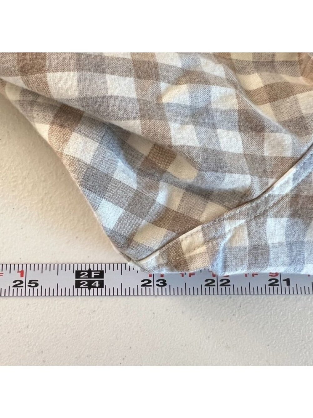 Nordstrom Mens L Shirt Brown White Plaid Cotton Stretch Flannel Button Up Frat - Picture 9 of 14